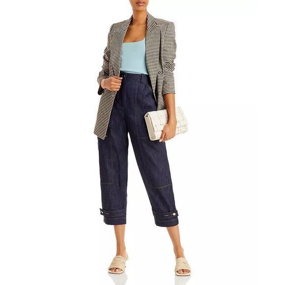 NWT 3:1 Phillip Lim Cotton Linen Cropped Utility Jeans in Indigo Size 6 - Picture 1 of 5